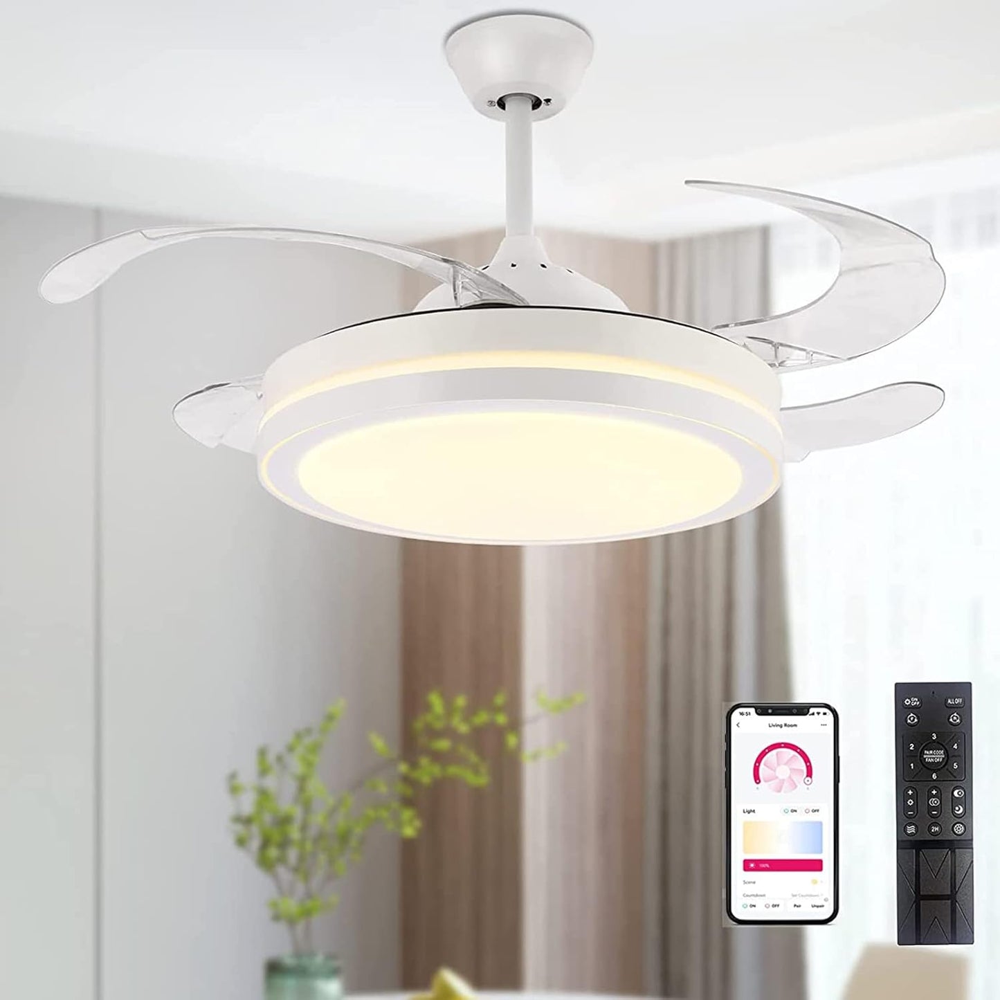 Retractable Ceiling Fan with Lights for Modern Spaces