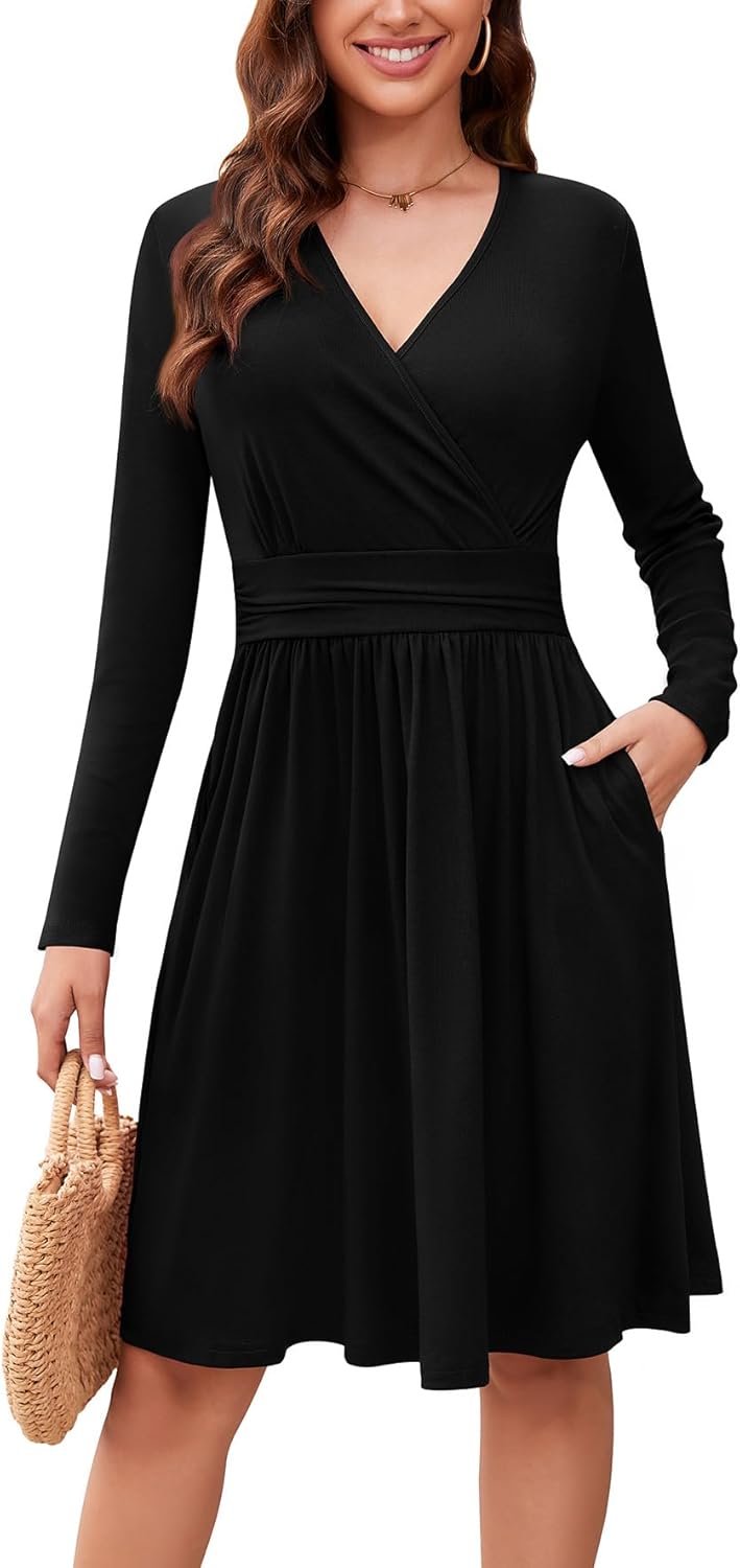 WEACZZY Women's Long Sleeve Casual Fall Dresses with Pockets