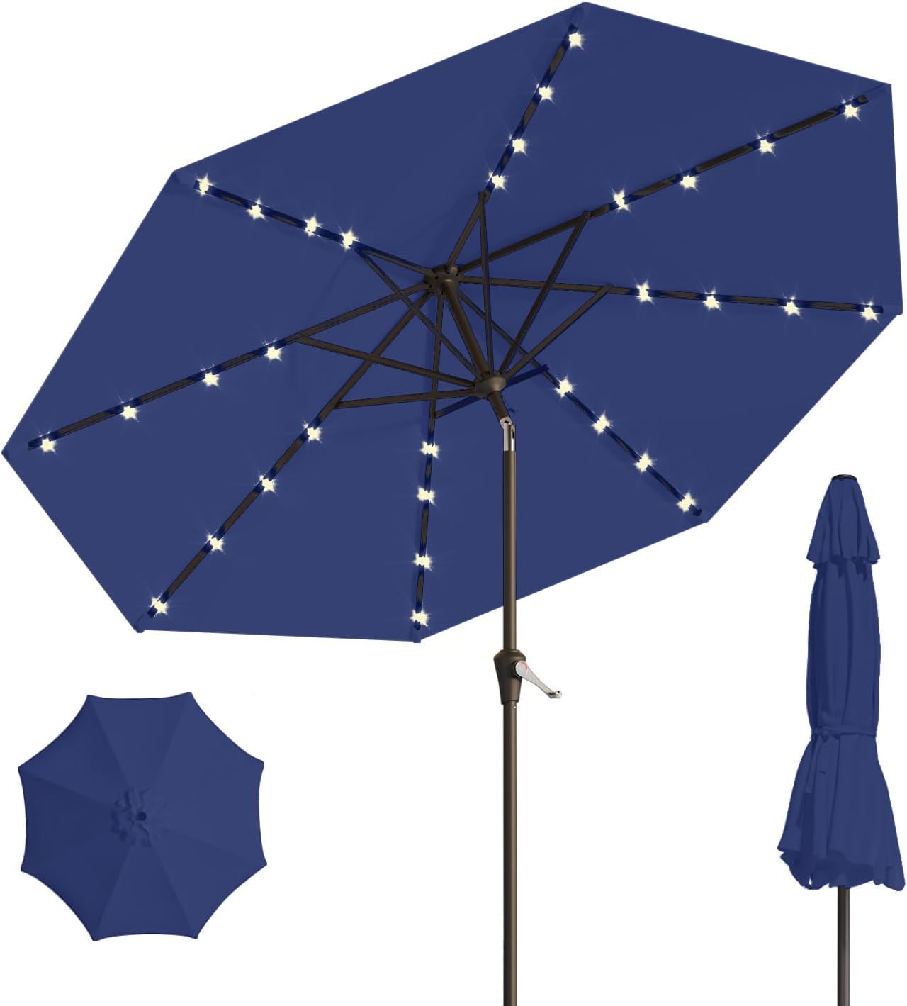 10FT Solar Umbrella with 32 LED Lights for Outdoor Spaces