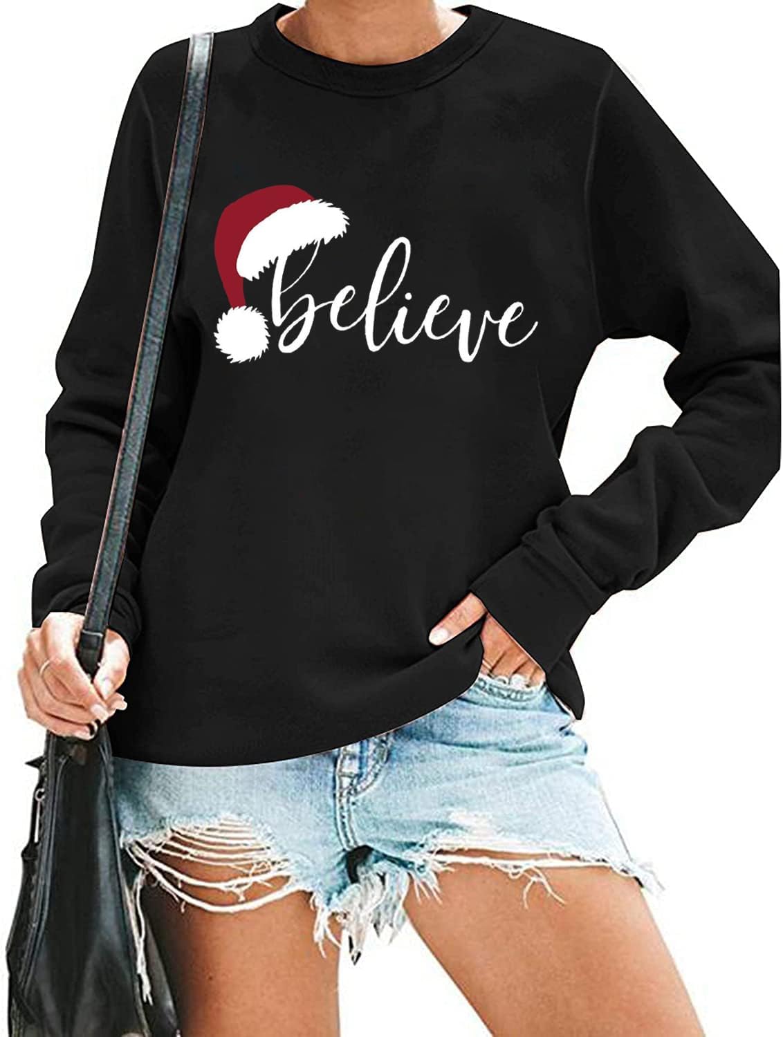 Believe in Style: Cute Santa Hat Christmas Sweatshirt