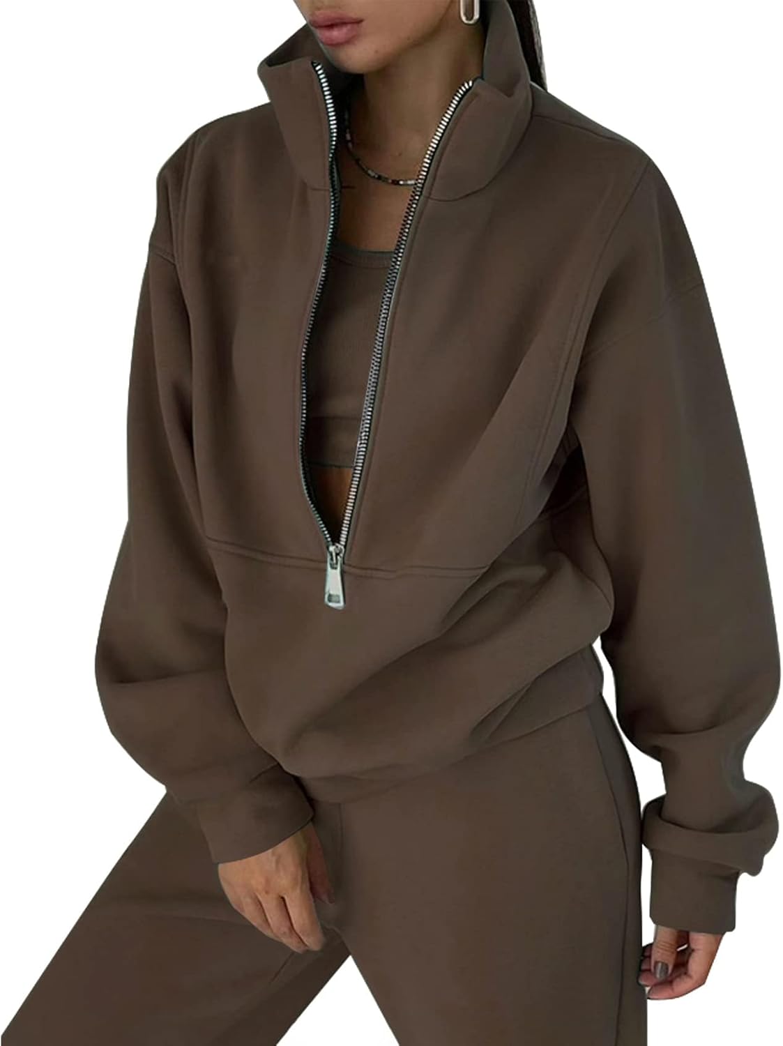 Eisctnd Womens Fleece 2 Piece Sweatsuit Lounge Set for Fall