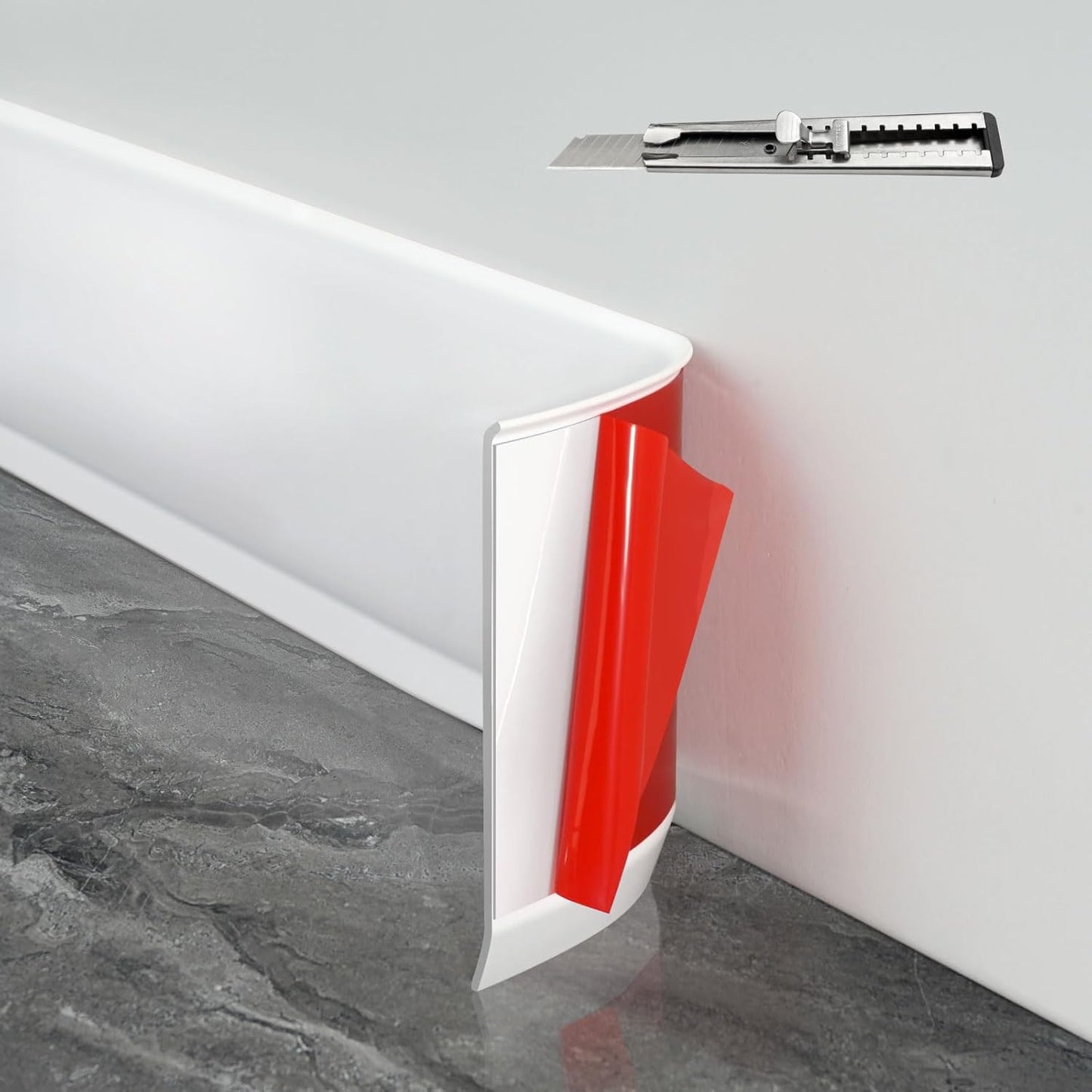 Flexible Baseboard Trim 4 Inch x 40 Feet Self Adhesive Vinyl