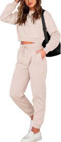 Women 2 Piece Jogger Set Crop Top and Drawstring Pants - Cozy Fit
