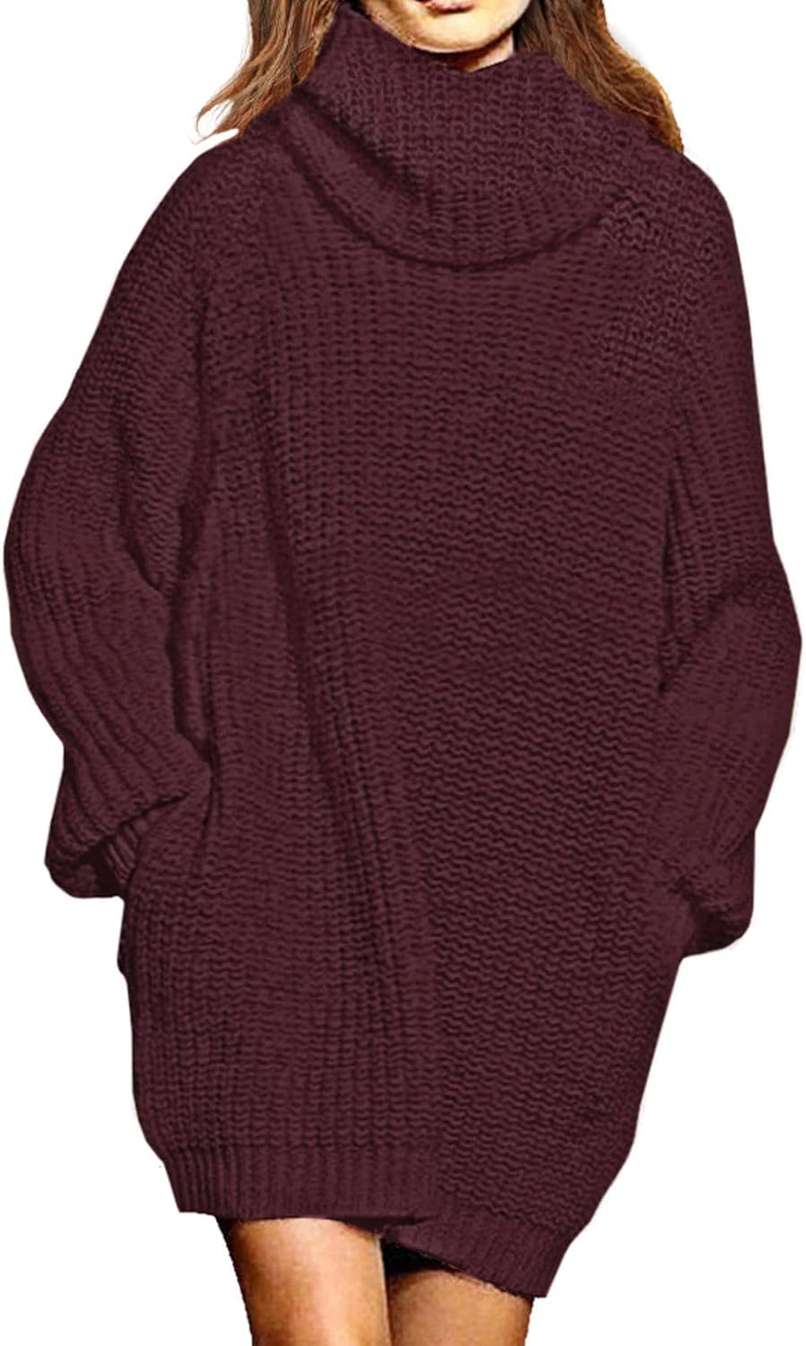 Pink Queen Women's Oversize Turtleneck Sweater Dress for All