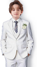 White Boys Slim Fit Suit Set for Teens and Toddlers - Classic Formal