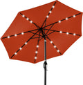 Solar Polyester 10ft LED Patio Umbrella - Lighted, Tilt & UV-Resistant