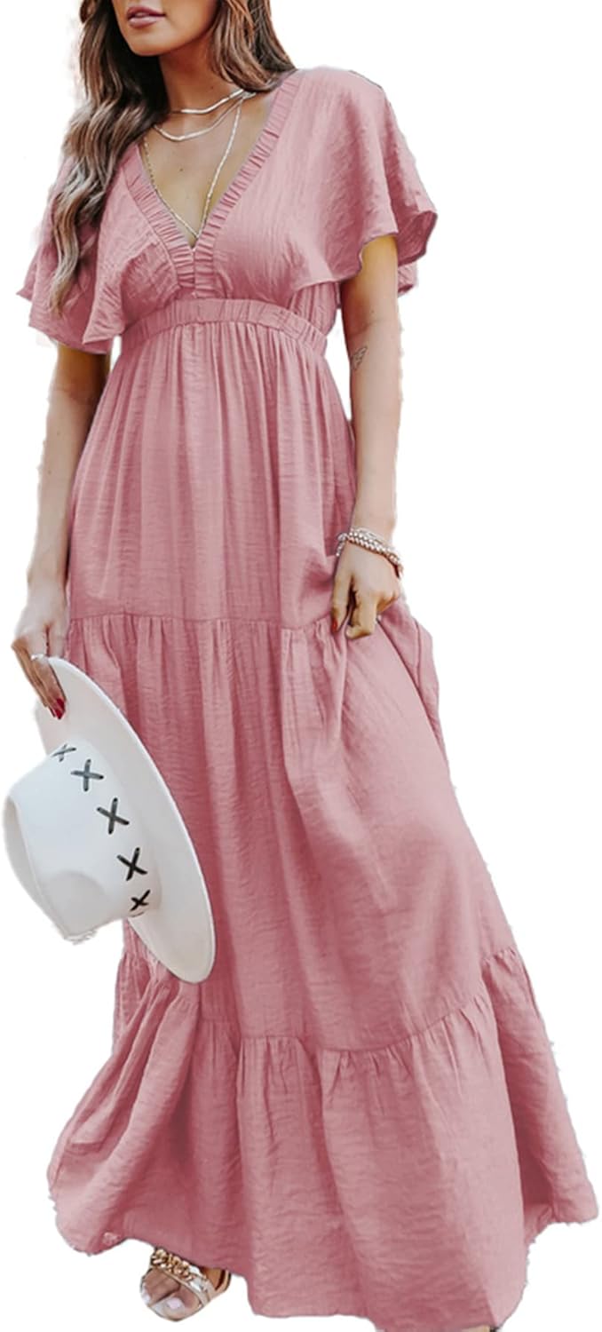 Amegoya Women's Floral Maxi Dress for Casual Summer Style