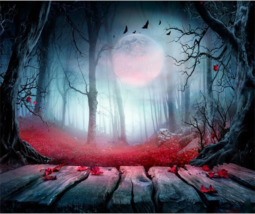 DASHAN 10x8ft Halloween Spooky Forest Backdrop for Photography