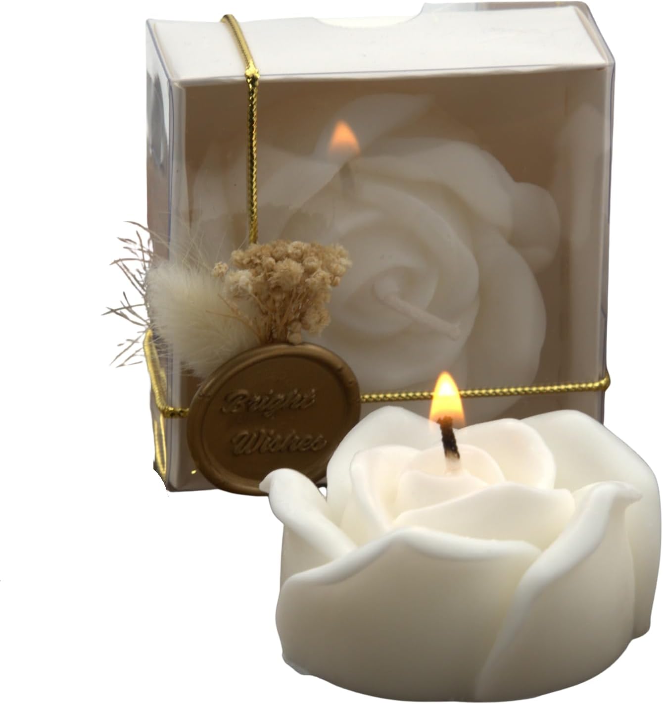 White Rose Shaped Scented Soy Wax Candle Favors for Events