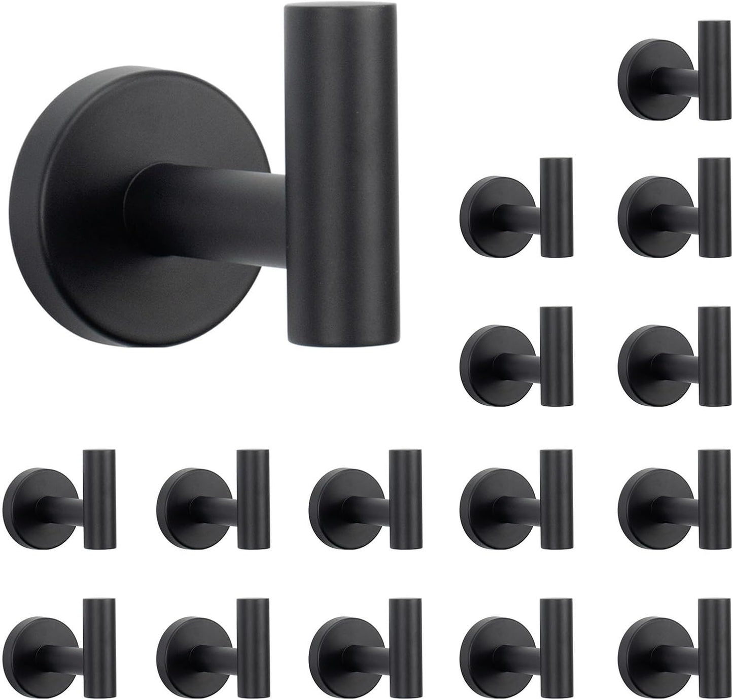 NearMoon Bath Towel Hooks - Heavy Duty Matte Black Robe Holder