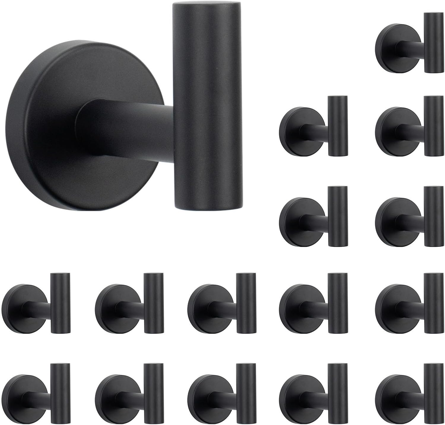 NearMoon Bath Towel Hooks - Heavy Duty Matte Black Robe Holder