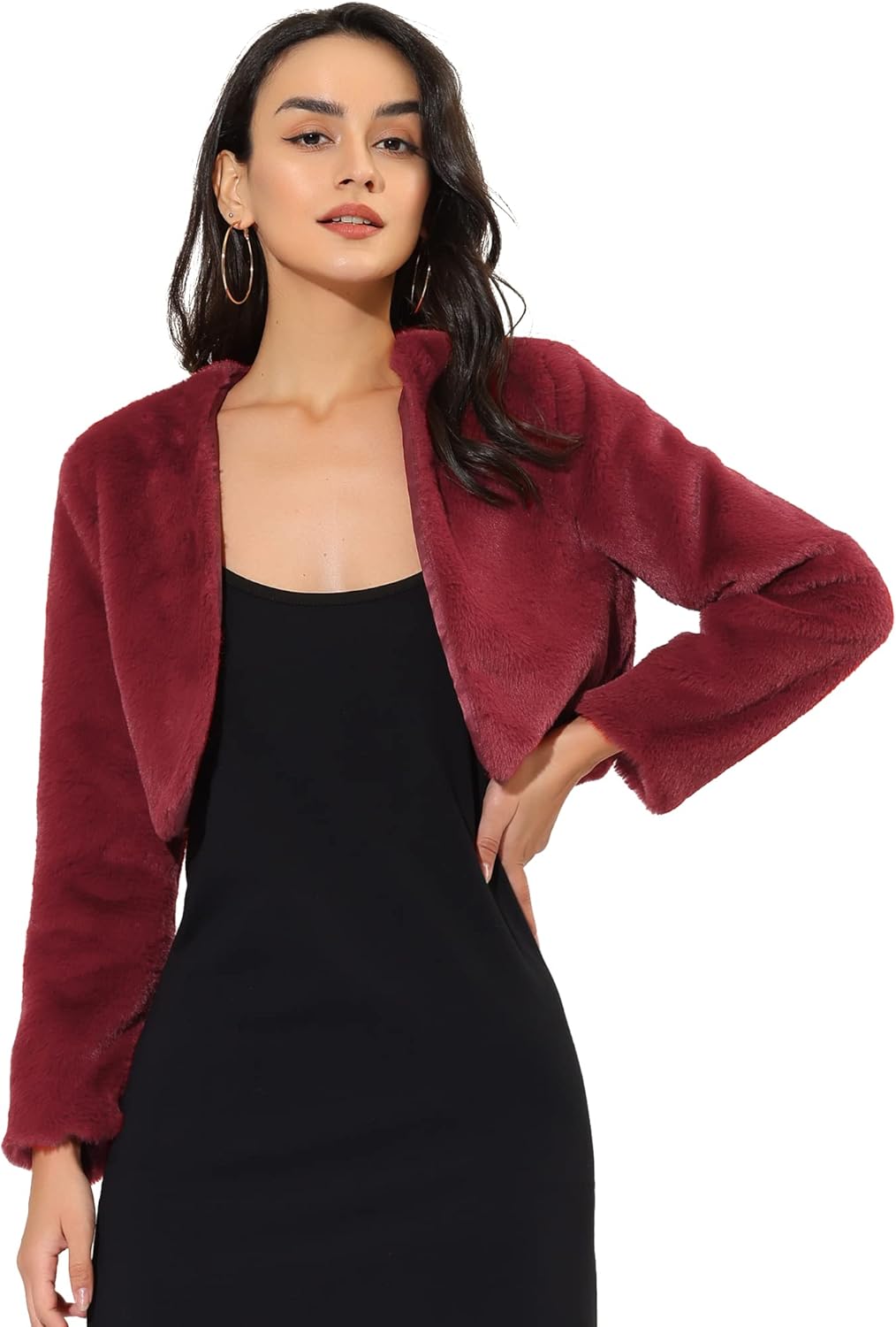 Elegant Faux Fur Bolero Jacket for Women's Evening Wear