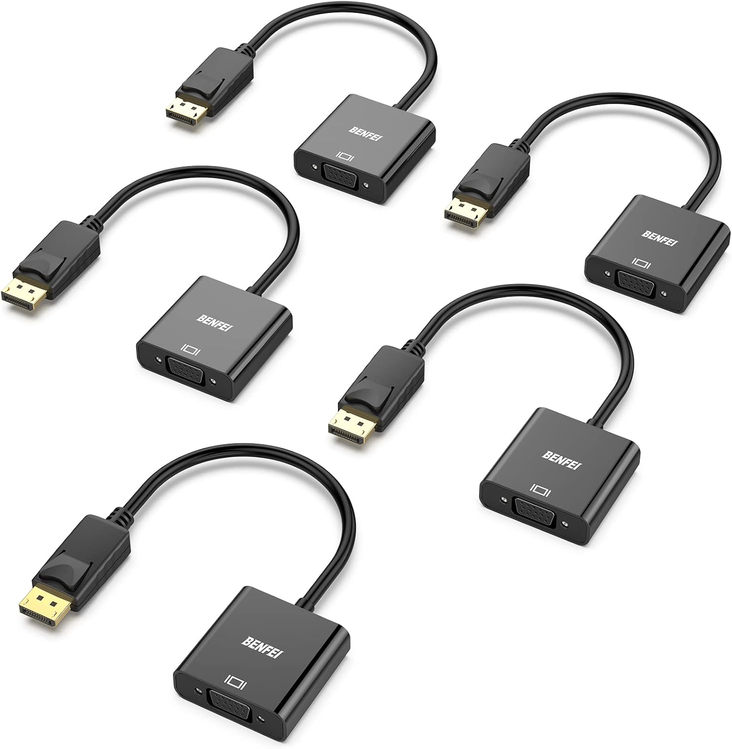 BENFEI DisplayPort to VGA Adapter 5 Pack for High Definition Use