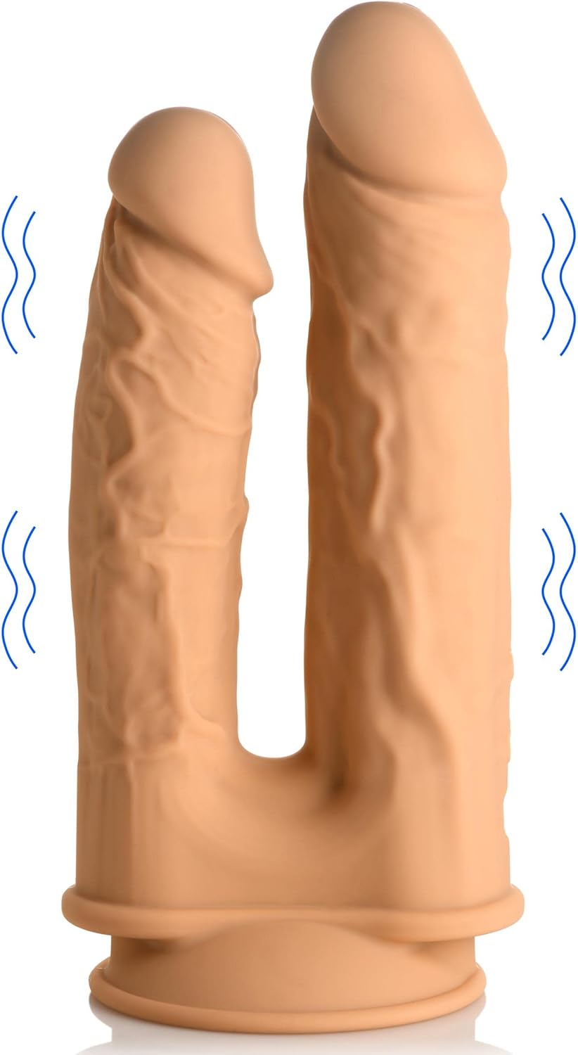Fleshstixx Vibrating Double Dildo - Tan for Ultimate Pleasure