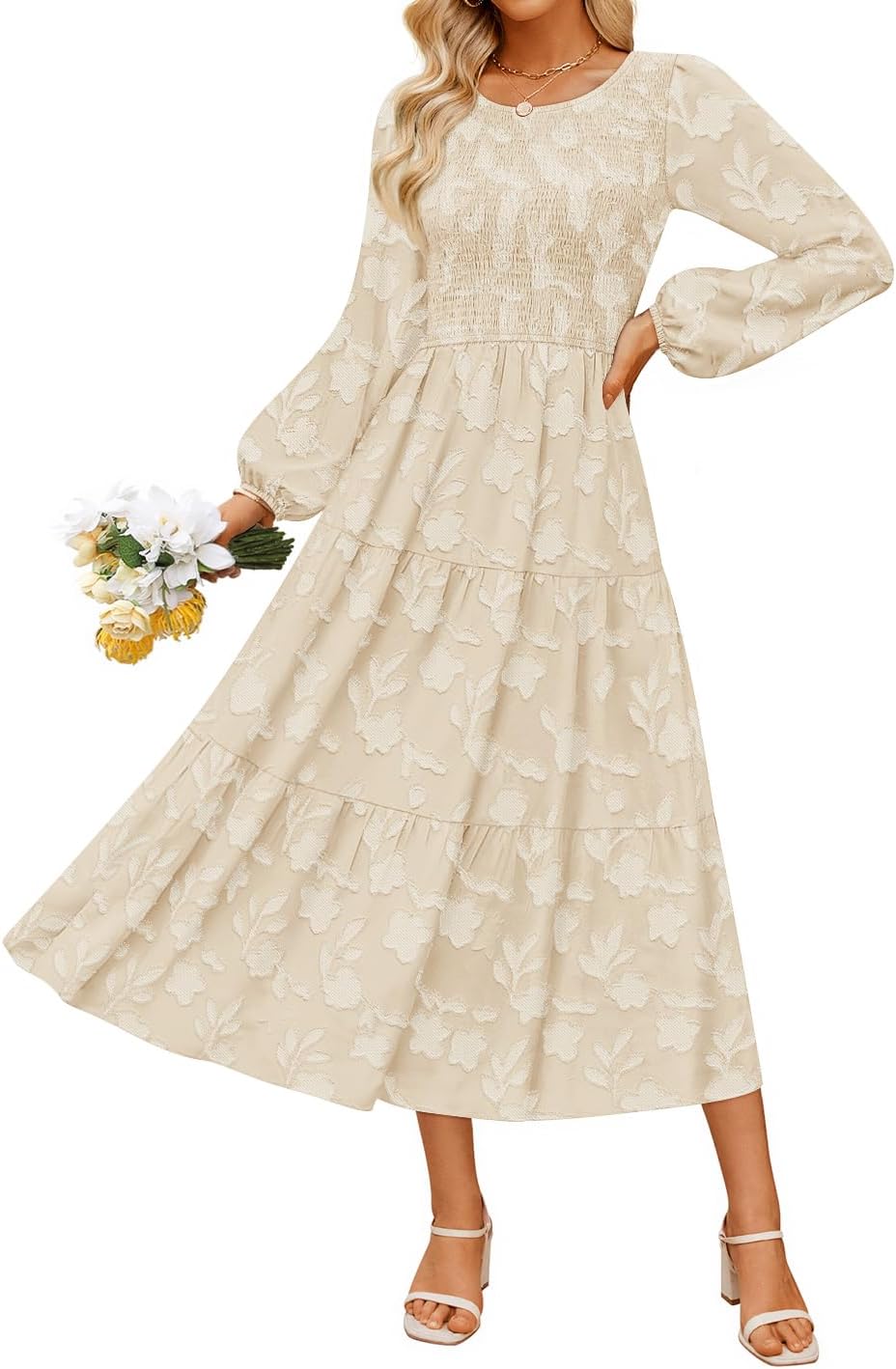 ZESICA Women's Fall Boho Floral Midi Dress for Every Occasion