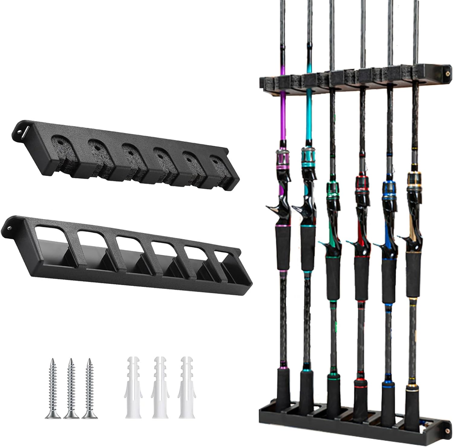 Vertical Garage Fishing Rod Holder - Store 6 Rods Easily!