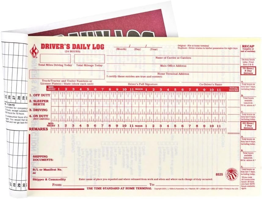 Driver Daily Log Book 10-pk with Detailed Inspection Report