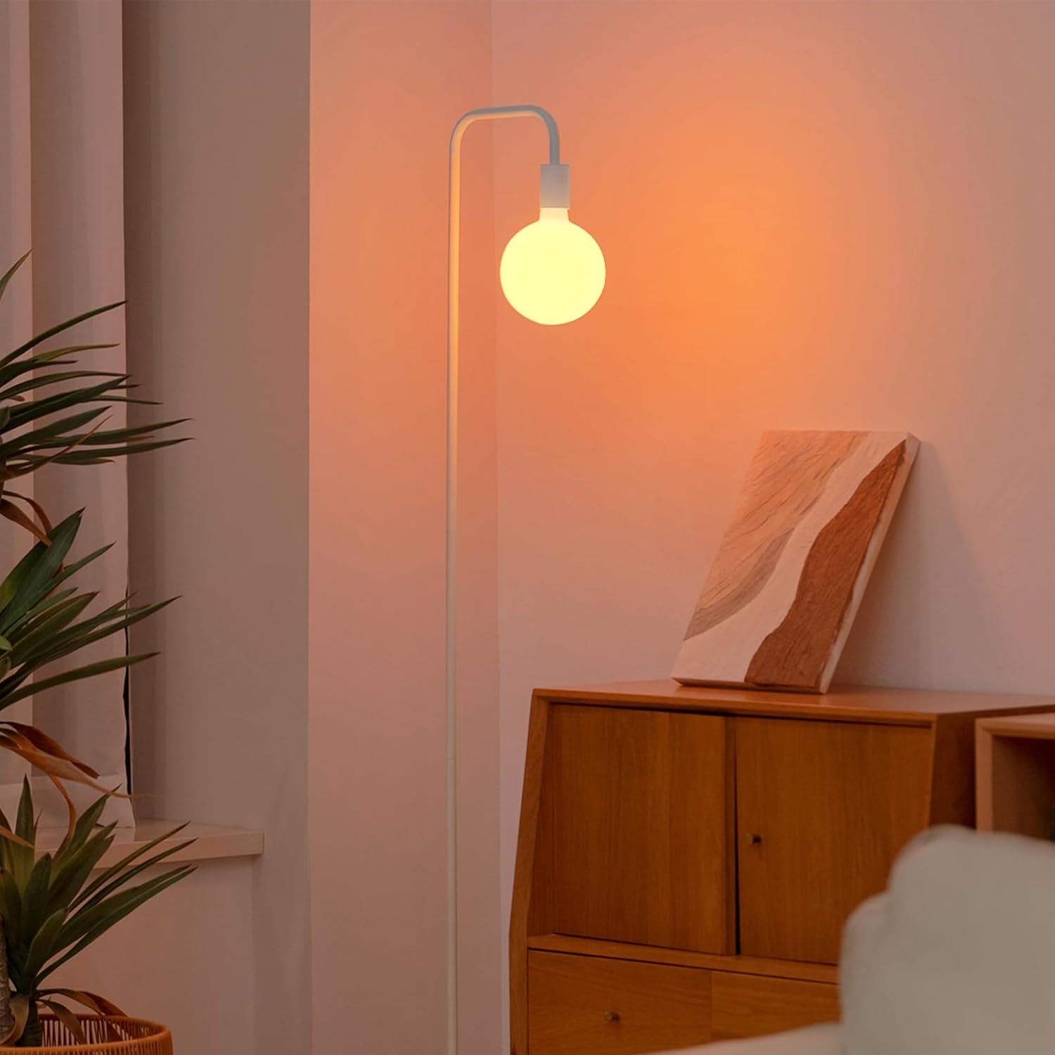ONEWISH Floor Lamp for Living Room - Minimalist LED Globe Light