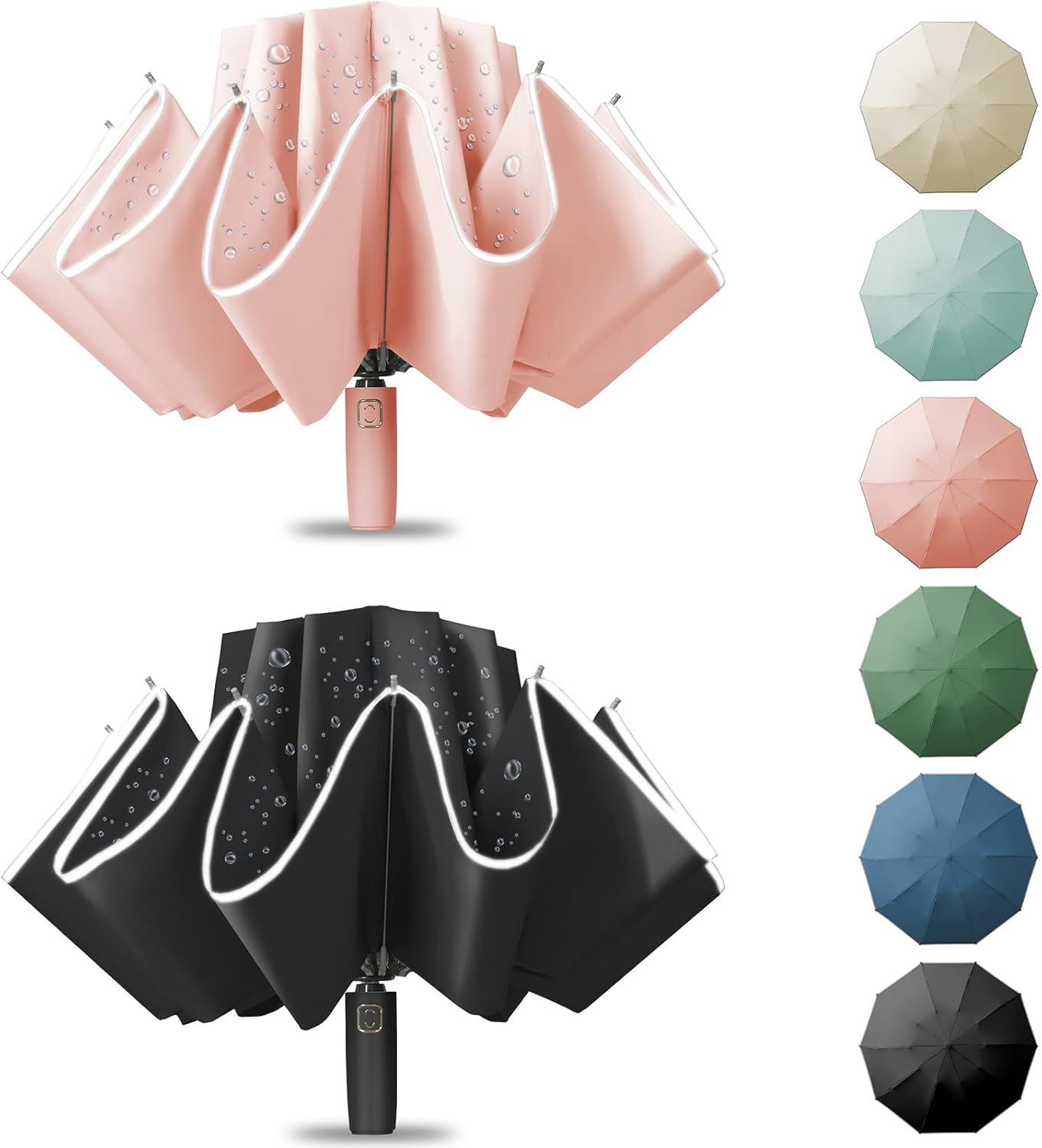Large Windproof Travel Umbrella with Compact Inverted Design