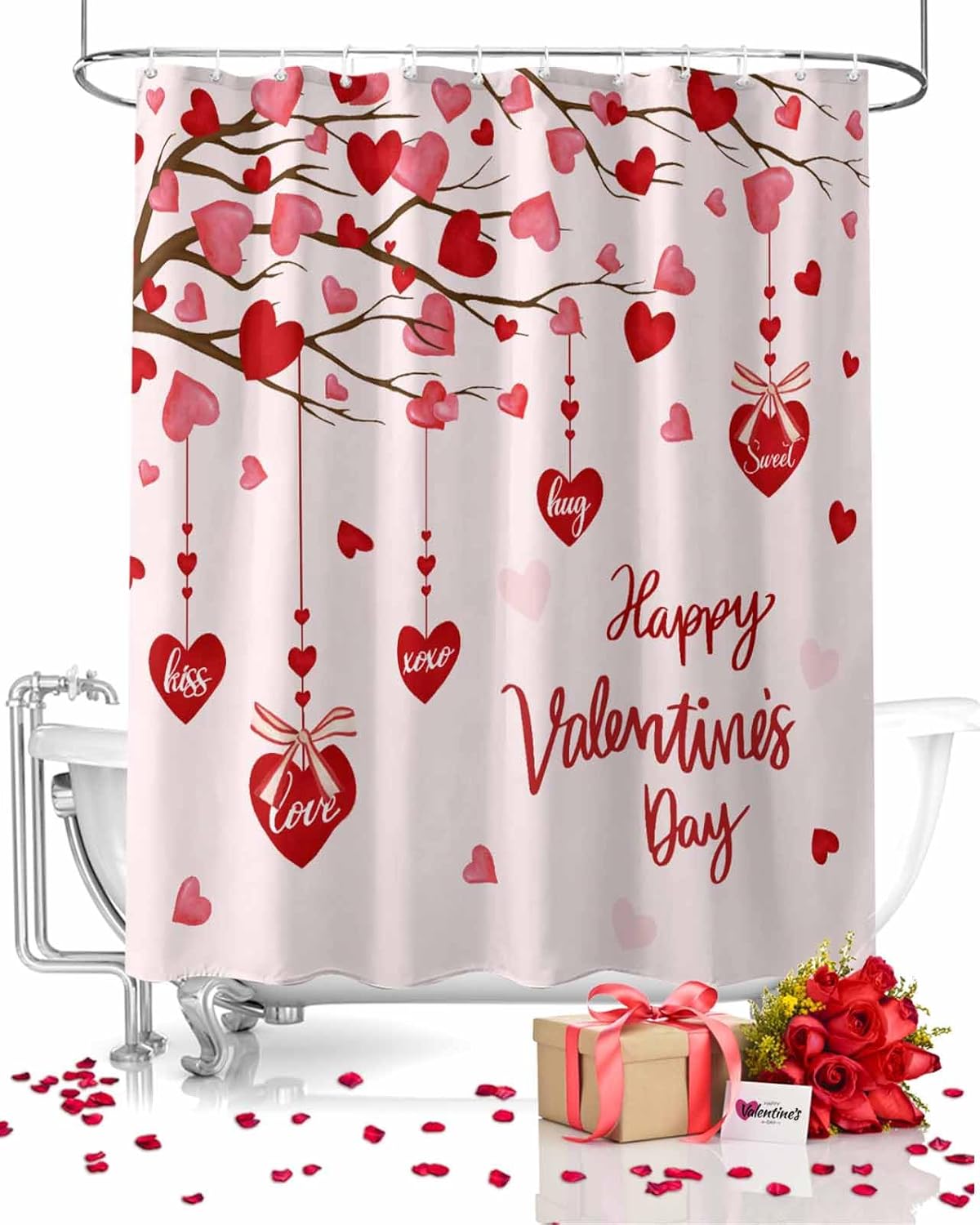 Happy Valentines Day Shower Curtain Set by Guozhida