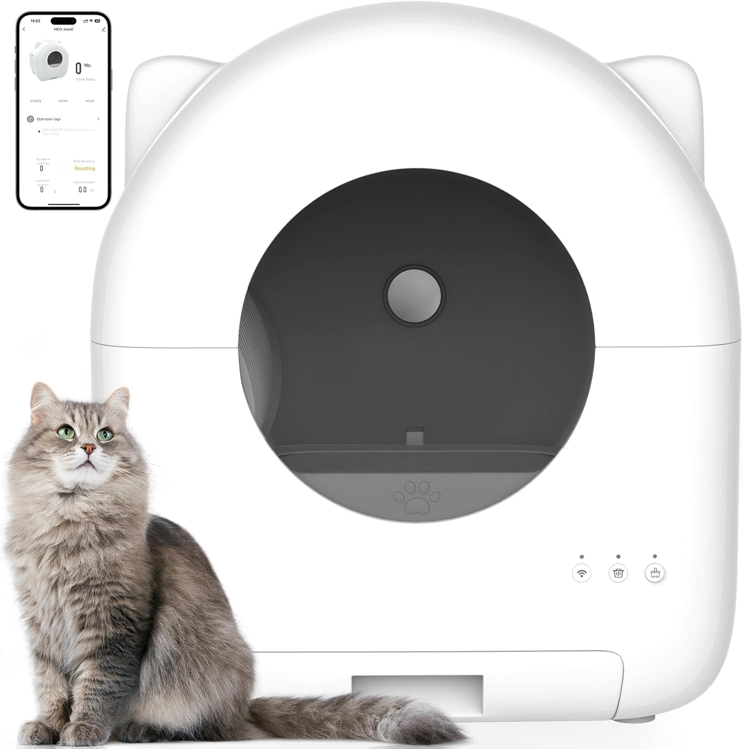 Self Cleaning Litter Box with App Control for Cats - Large Capacity