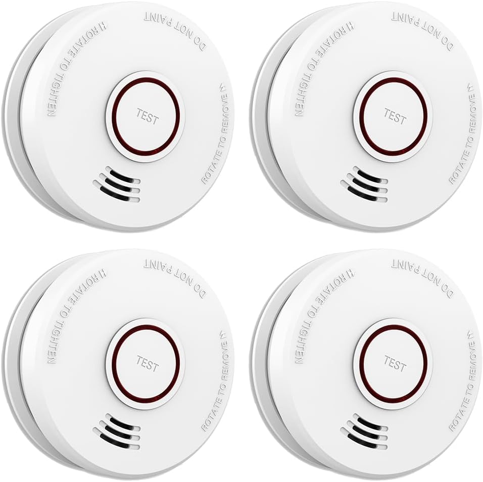4 Pack Smoke Detector Fire Alarms with Photoelectric Sensor