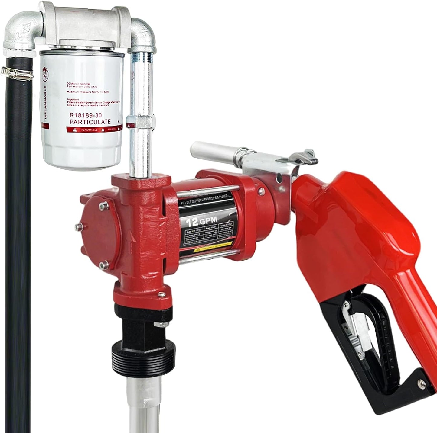 12V DC Fuel Transfer Pump with Automatic Nozzle & Hose Kit