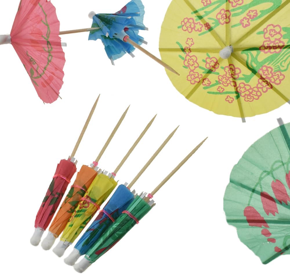 Hawaiian Style Drink Umbrella Toothpicks - 50 Pack