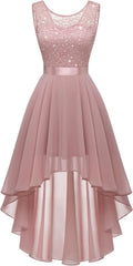 Sequin Homecoming Formal Dress High Low Lace Sleeveless - Elegant Fit