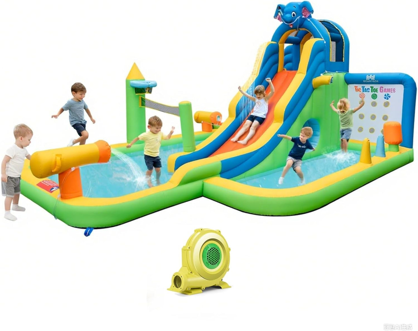 BOUNTECH Inflatable Water Slide for Kids with Splash Pools