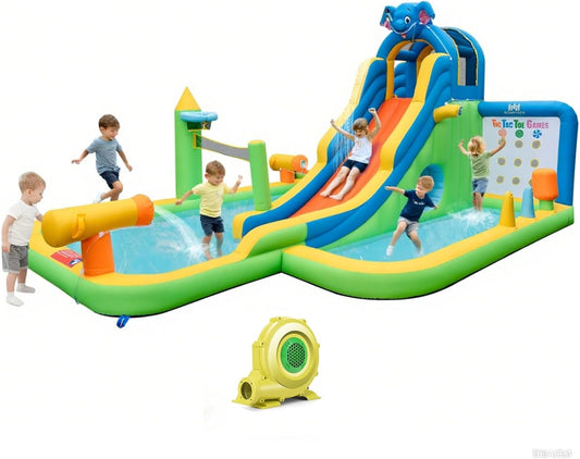 BOUNTECH Inflatable Water Slide for Kids with Splash Pools