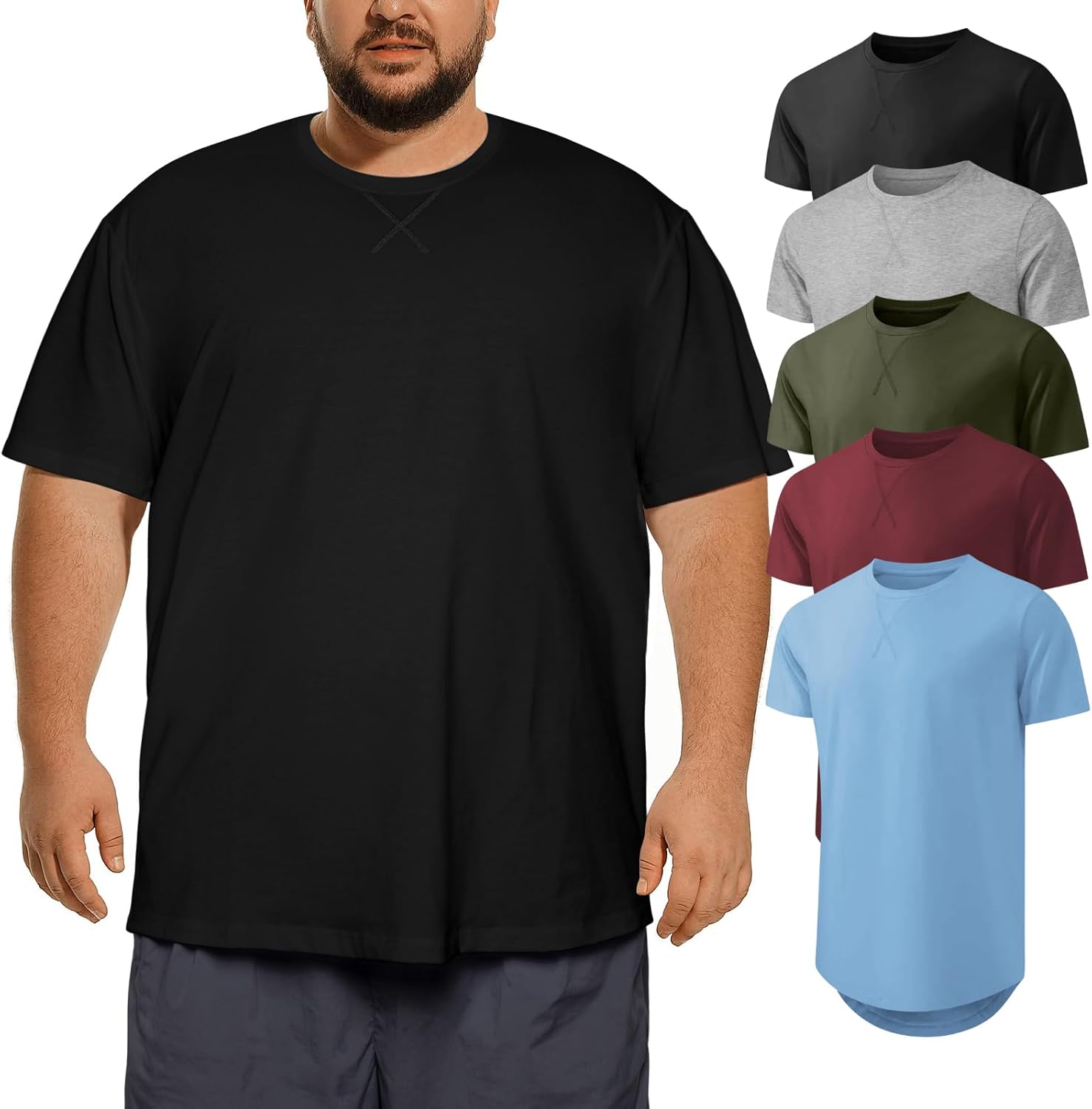 Men's Big and Tall T-Shirts 3XL-8XL Casual Stretch Tee