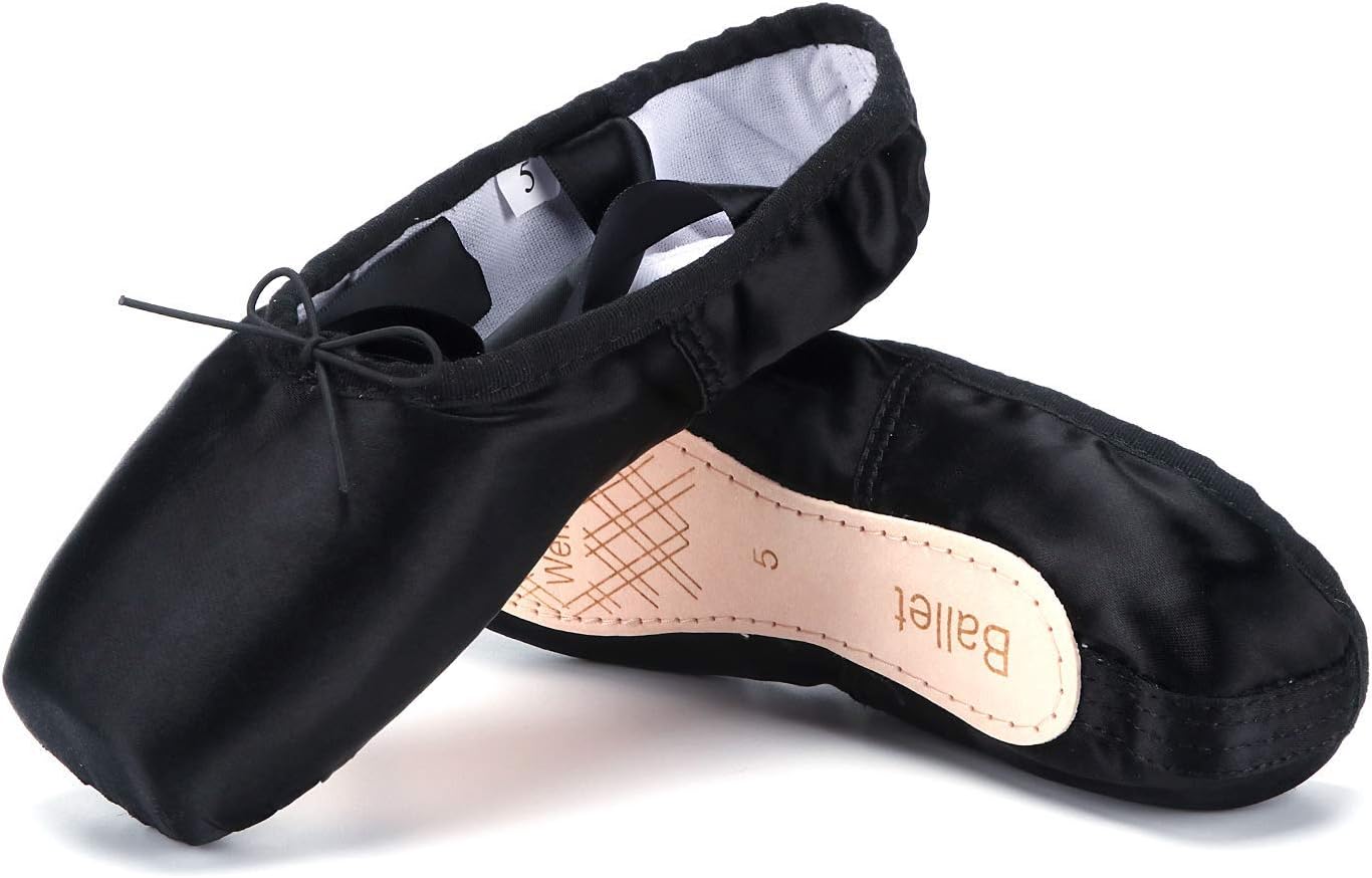 WENDYWU Girls Womens Dance Shoe Pink Ballet Pointe Slippers