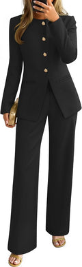 ZESICA Women's 2025 Fall Two Piece Suit Set - Polished Casual Workwear