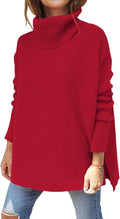 Women's Turtleneck Oversized Sweater - Long Batwing Pullover