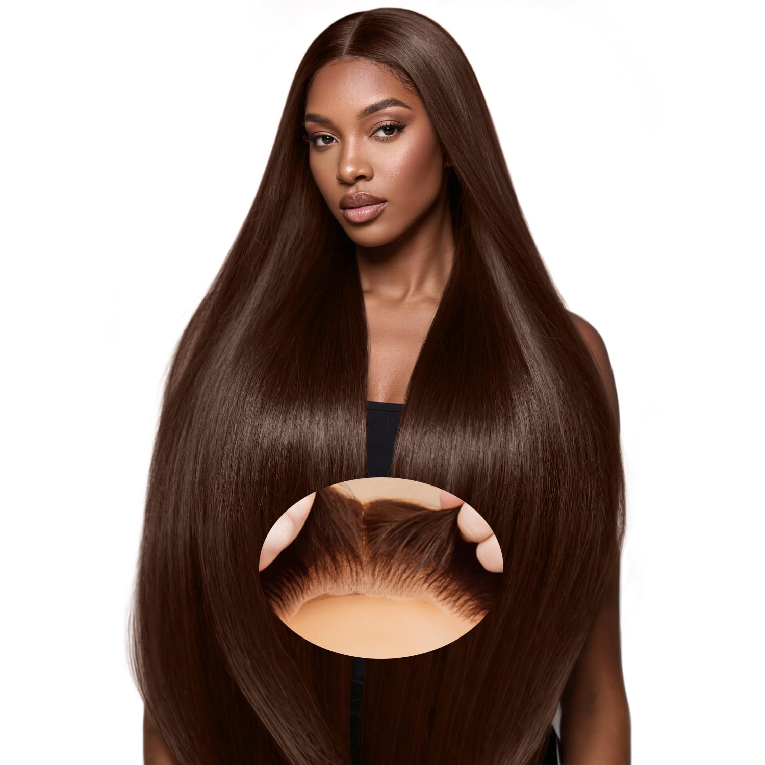 Chocolate Brown Glueless Wigs Human Hair for Stylish Women