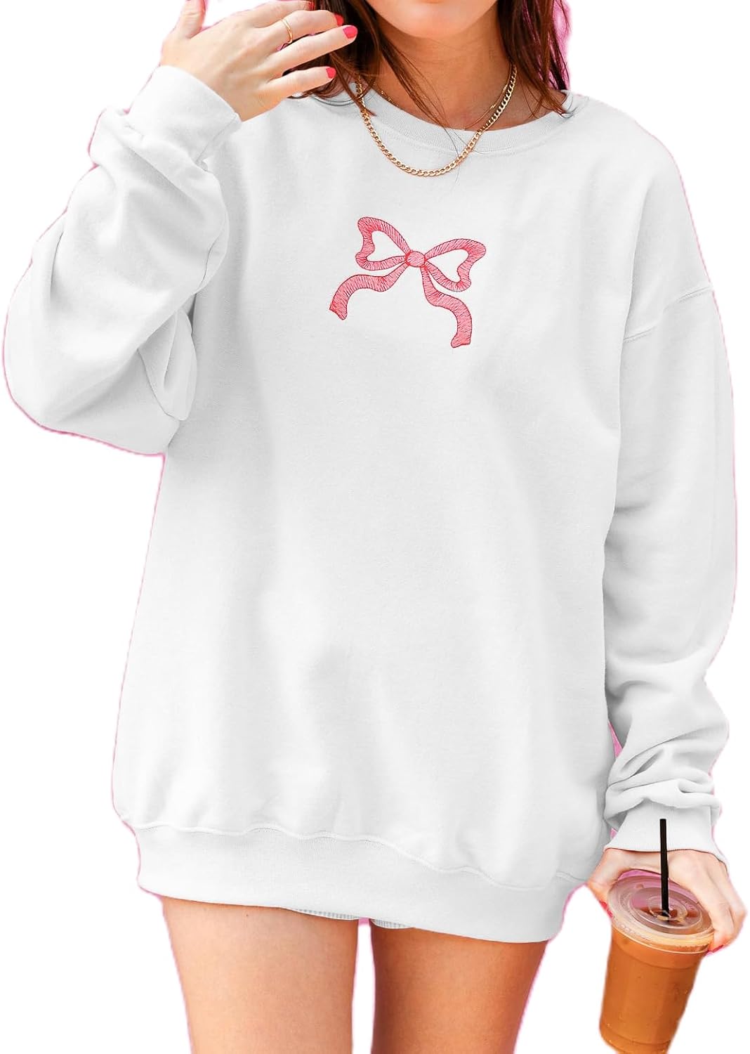 Cute Bow Embroidered Sweatshirt by Pivanzore