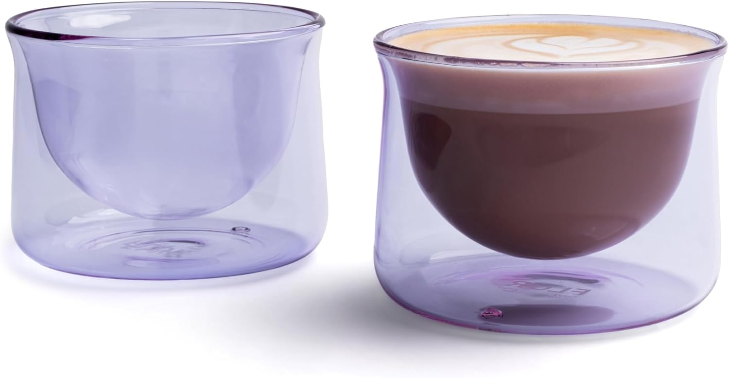 FLUR Latte Glass Set of 2 for Perfect Latte Art and Drinks