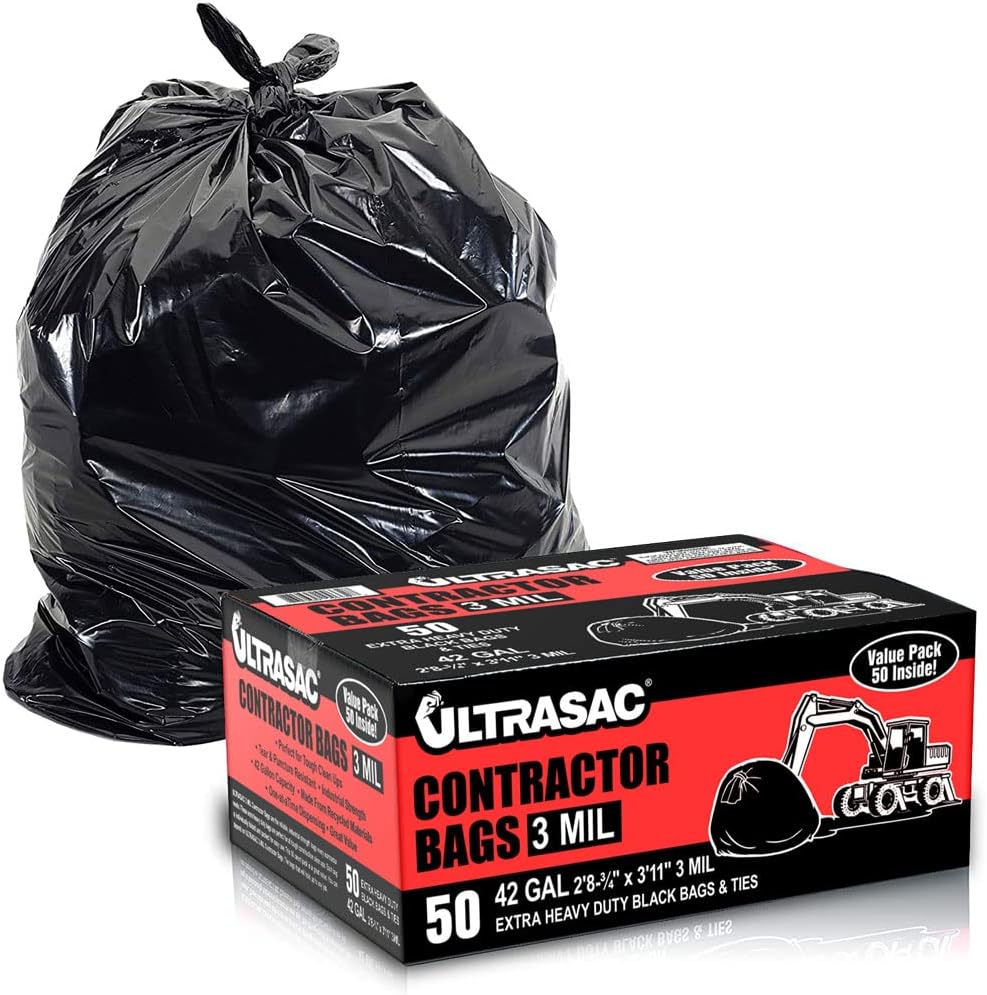 Ultrasac Contractor Bags 42 Gallon Heavy Duty Trash Bags