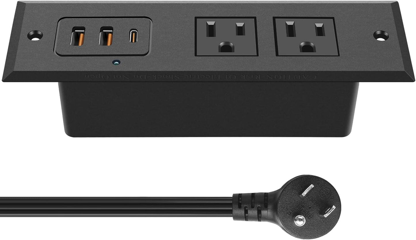 CCCEI Recessed Power Strip with USB C and A Ports for Fast Charging