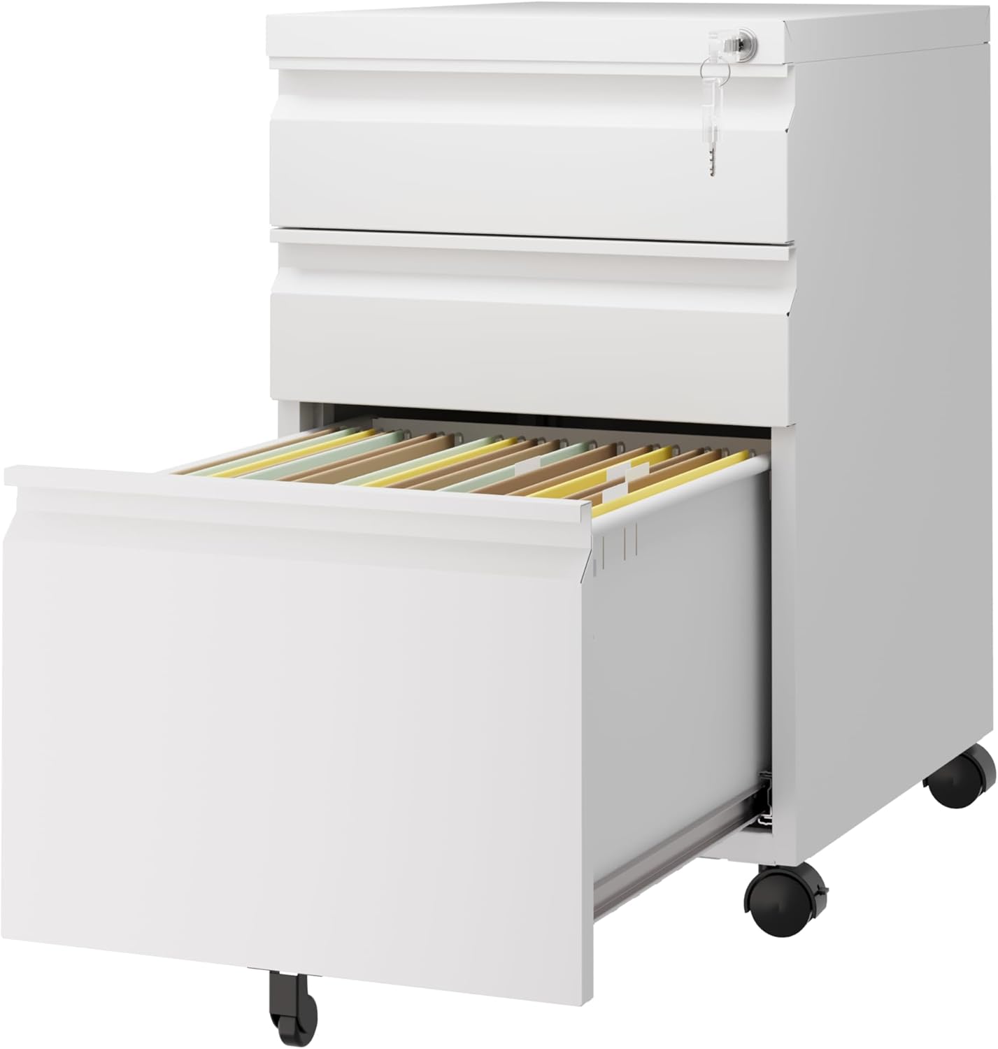 3 Drawer Mobile File Cabinet with Lock for Home Office Storage