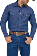 Wrangler Men's Chambray Long Sleeve Work Shirt - Heavyweight Cotton