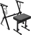 Foldable Piano Keyboard Stand Z Style 54-88 Key - Adjustable Bench