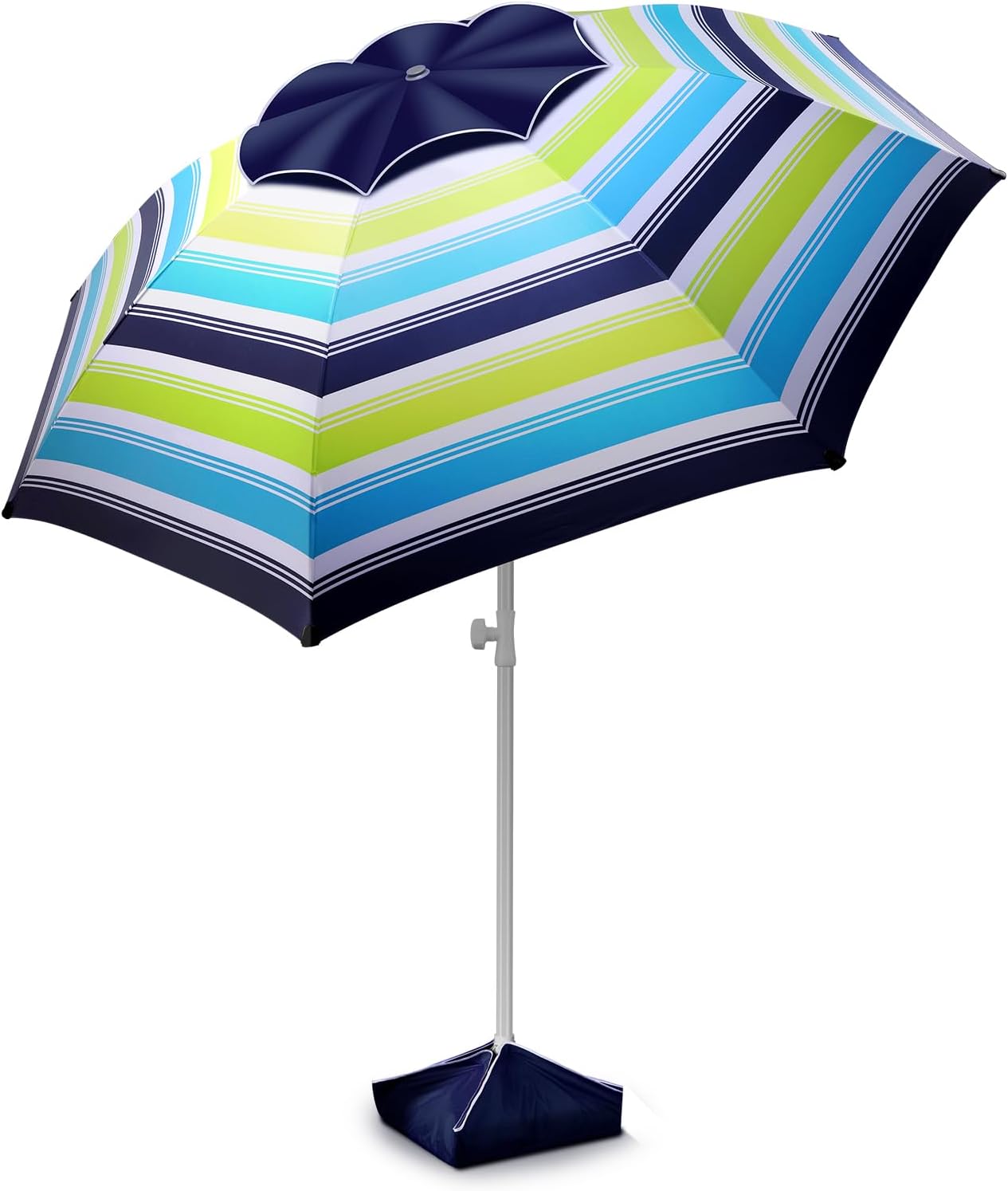 8FT Large Beach Umbrella with Wind Resistance and UV Protection