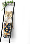 BAMBANG 6-Tier Blanket Ladder Rack for Living Room - Rustic Black