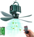 DUKUSEEK Tent Ceiling Fan with Lantern and Power Bank - Quiet Camping