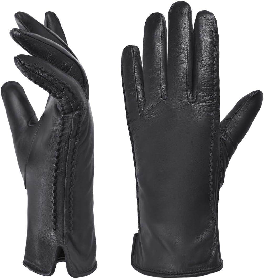 Harssidanzar Womens Lambskin Leather Touchscreen Gloves