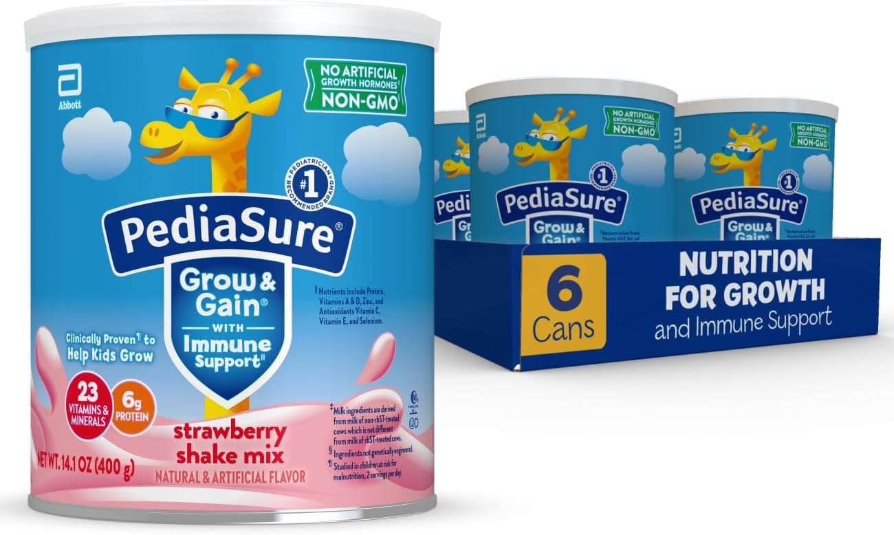 PediaSure Grow & Gain Shake Mix for Kids Nutrition, Strawberry