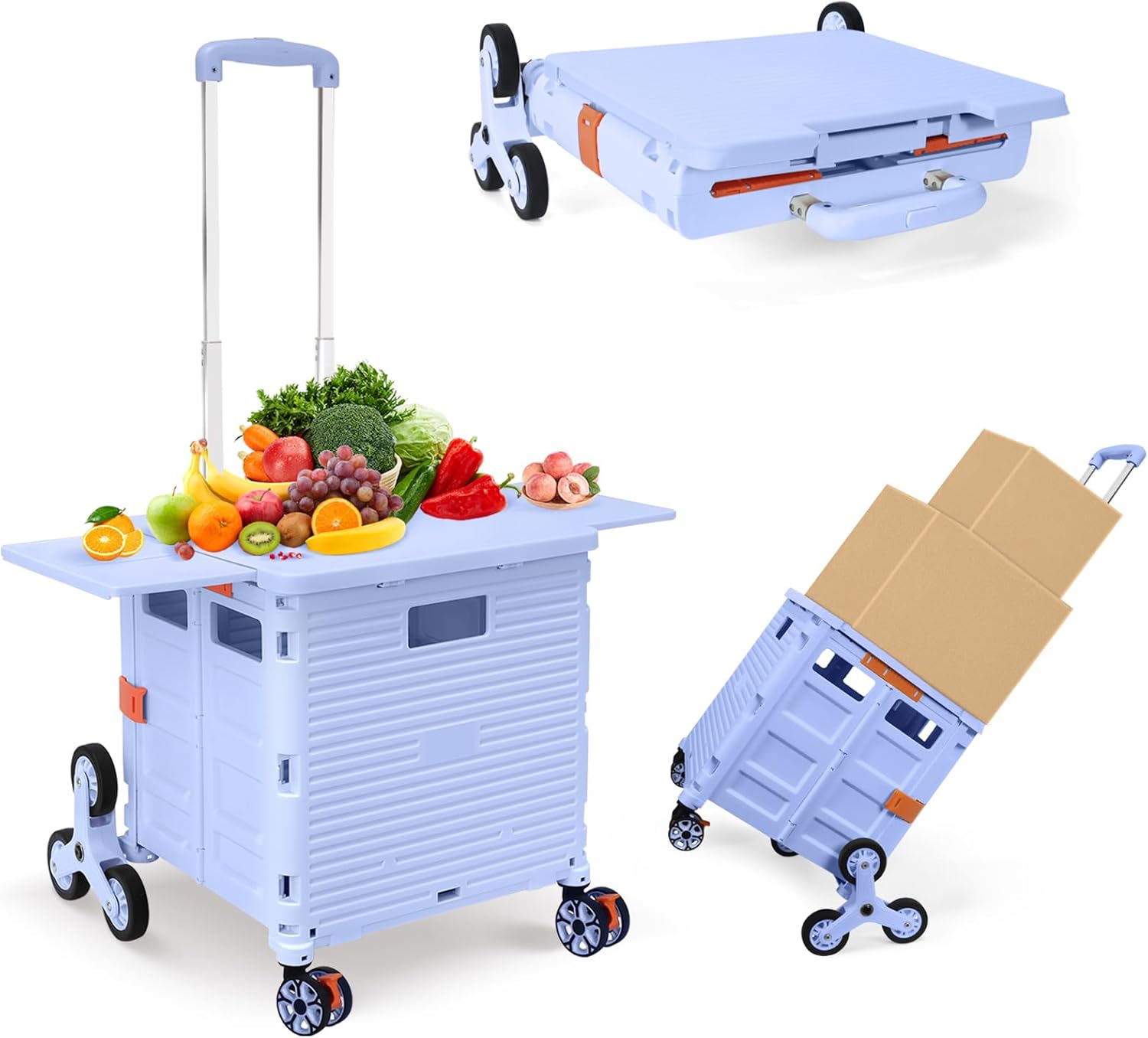 Foldable Utility Cart with Magnetic Lid and 360 Rotate Wheels