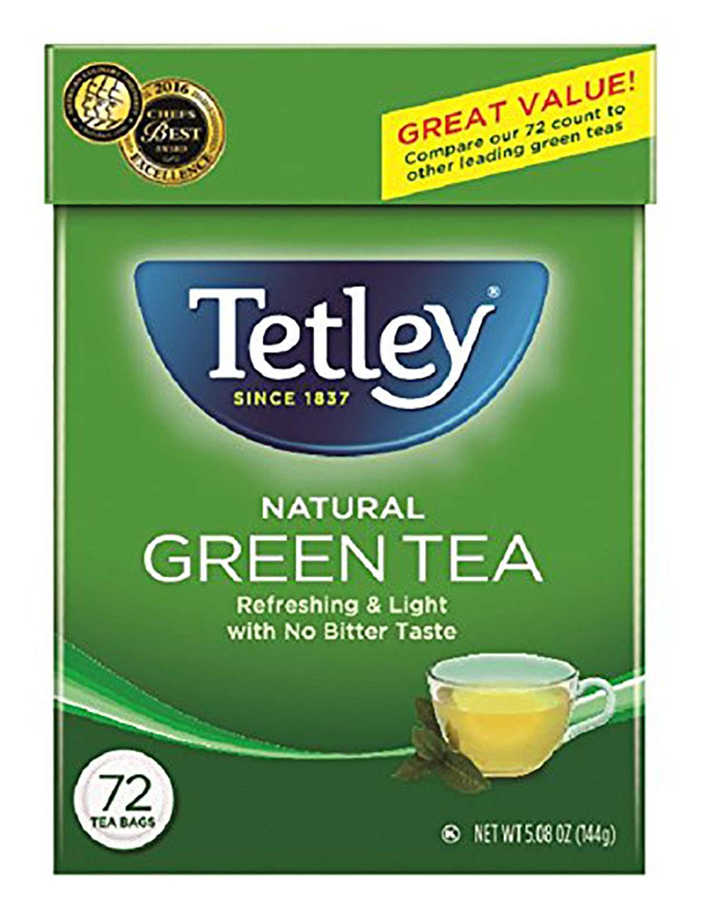 Tetley Green Tea 72 Teabags Pack of 6 for Refreshing Flavor